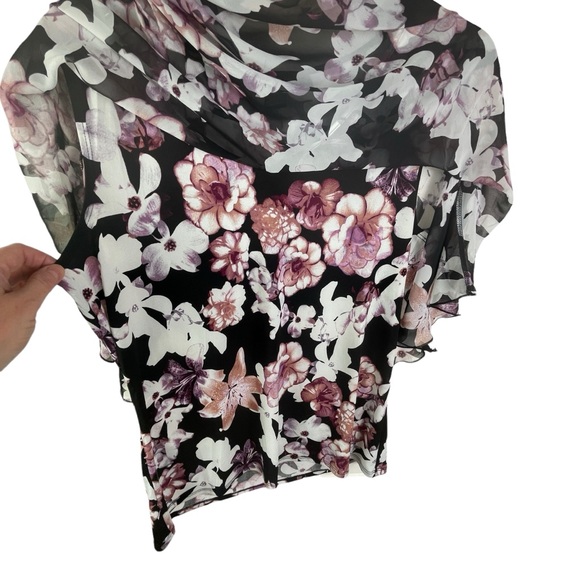 Adele & Mae XL Boho Women's Ruffled Tiered Drapey Flowy Floral V-Neck Blouse - Picture 7 of 12